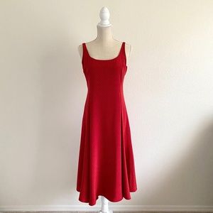 100% Silk, Lauren Ralph Lauren Red Micro Polka Dot Dress, Size 4